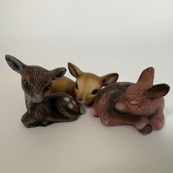 Lefton Figurine (1) Fawn/Deer (2) Unmarked Set, Animals Hand painted VTG - Picture 3 of 15